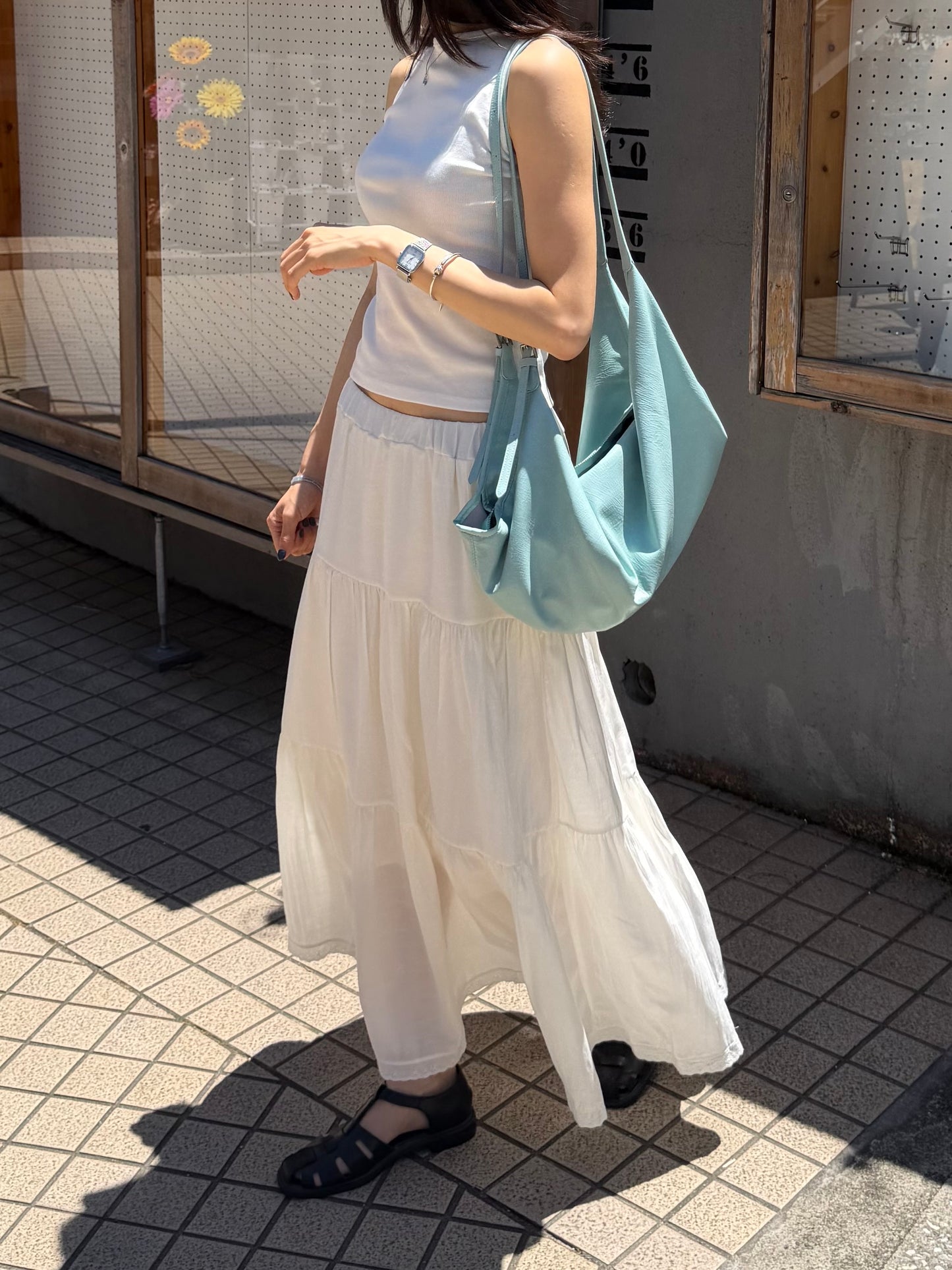 ホワイト マキシスカート