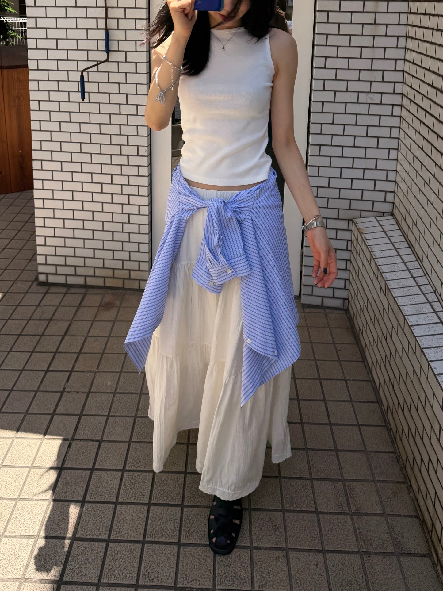 ホワイト マキシスカート
