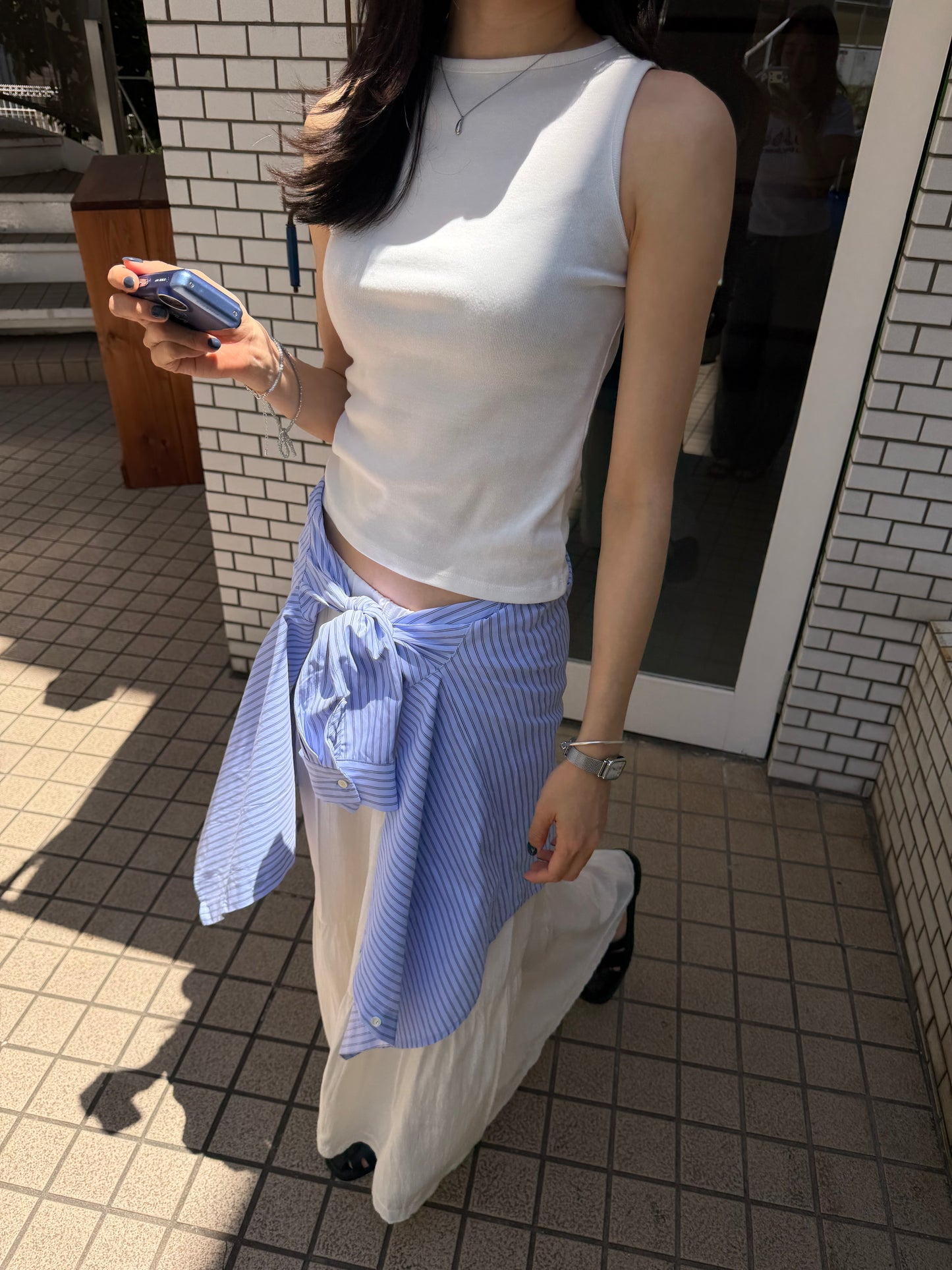 ブルー ストライプ シャツ